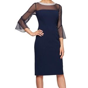 Alex Evenings Navy Cocktail Dress